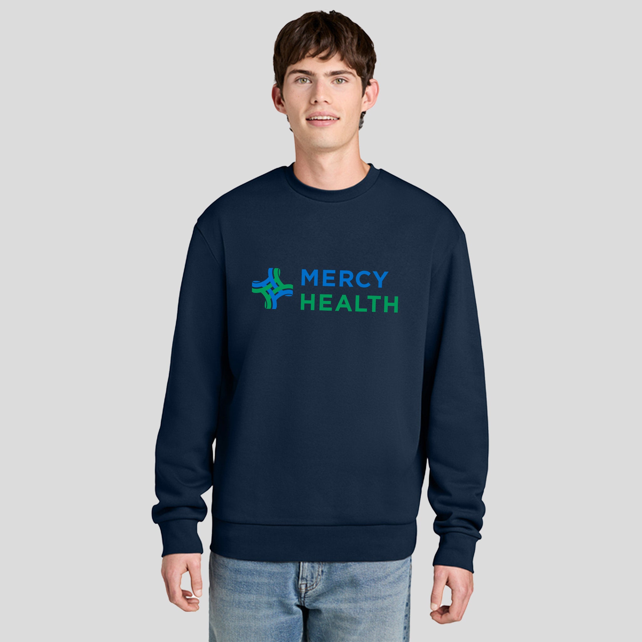 Mercy Health Unisex MelloFleece Crew Sweater | River Blue Navy