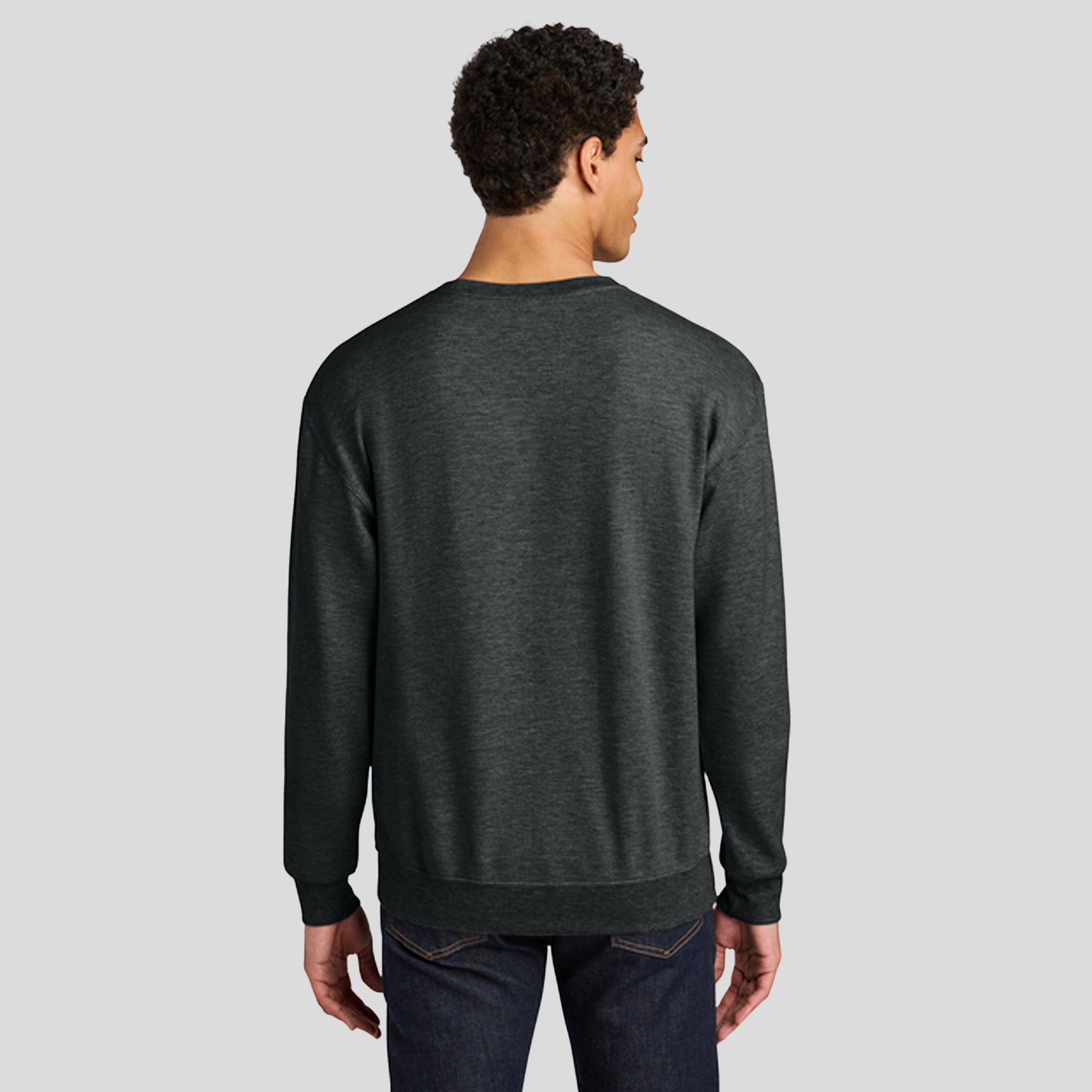 Ultimateโข Unisex CVC Ring Spun Crewneck Sweatshirt | Black Ink Heather