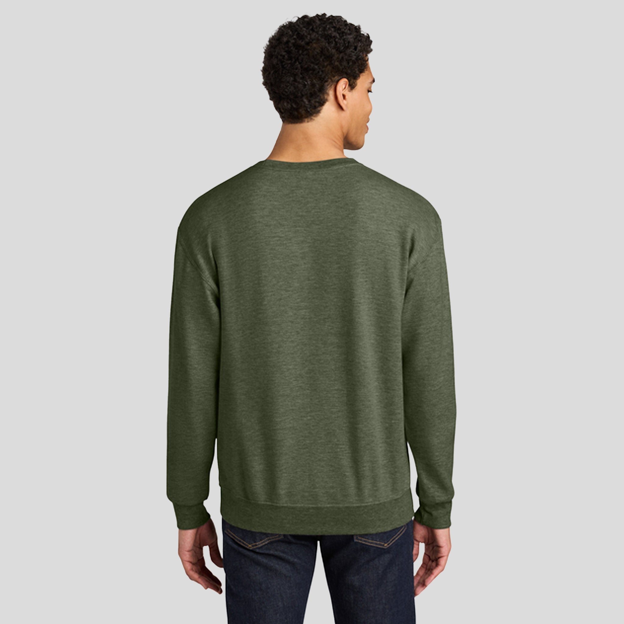 Ultimateโข Unisex CVC Ring Spun Crewneck Sweatshirt | Military Green Heather