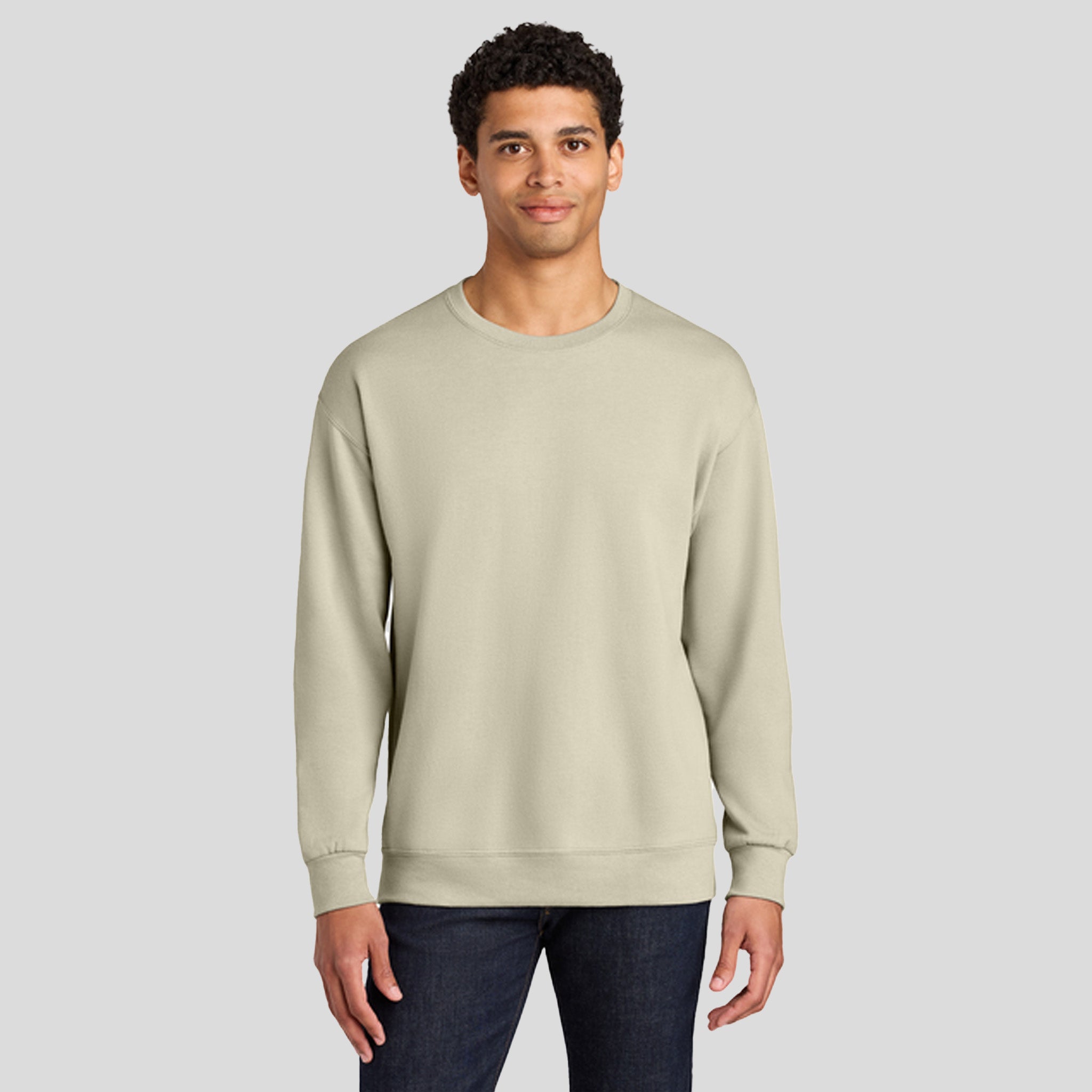Ultimateโข Unisex CVC Ring Spun Crewneck Sweatshirt | Putty