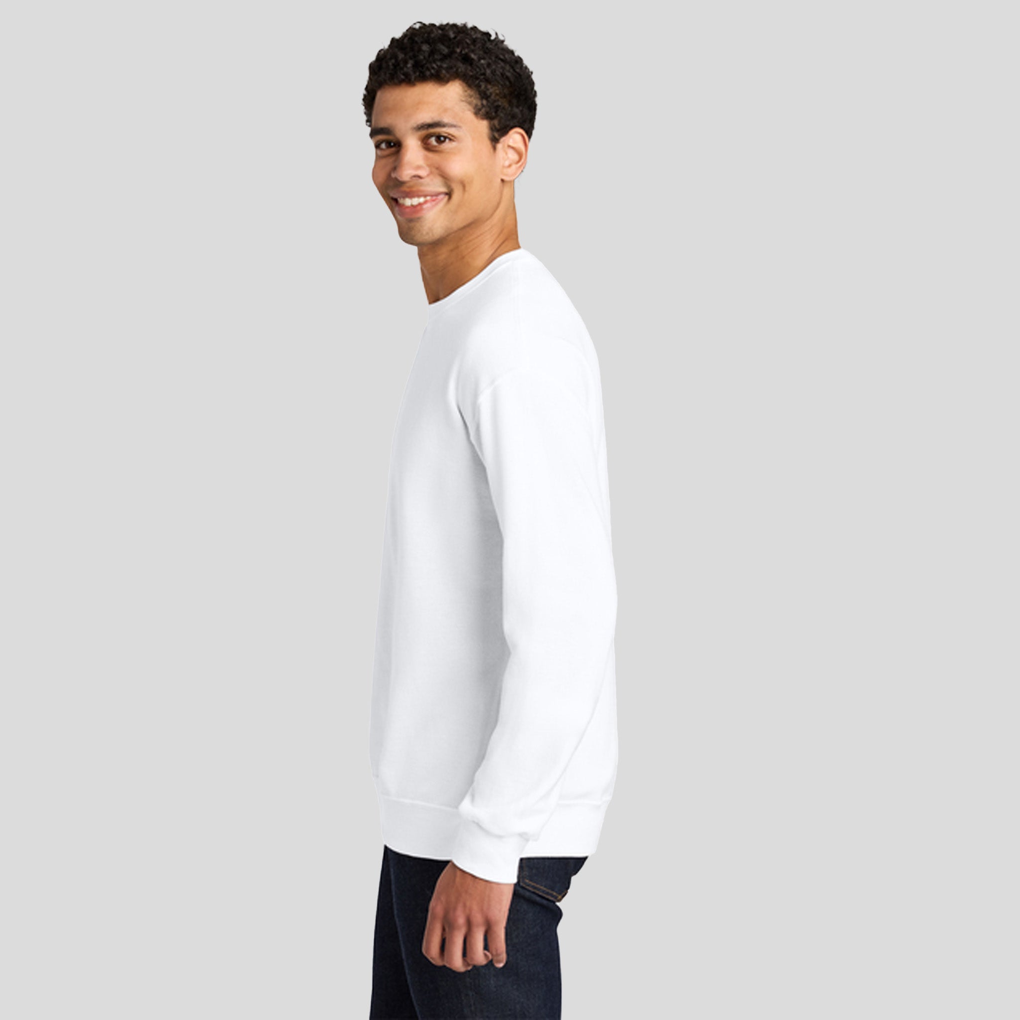 Ultimateโข Unisex CVC Ring Spun Crewneck Sweatshirt | White