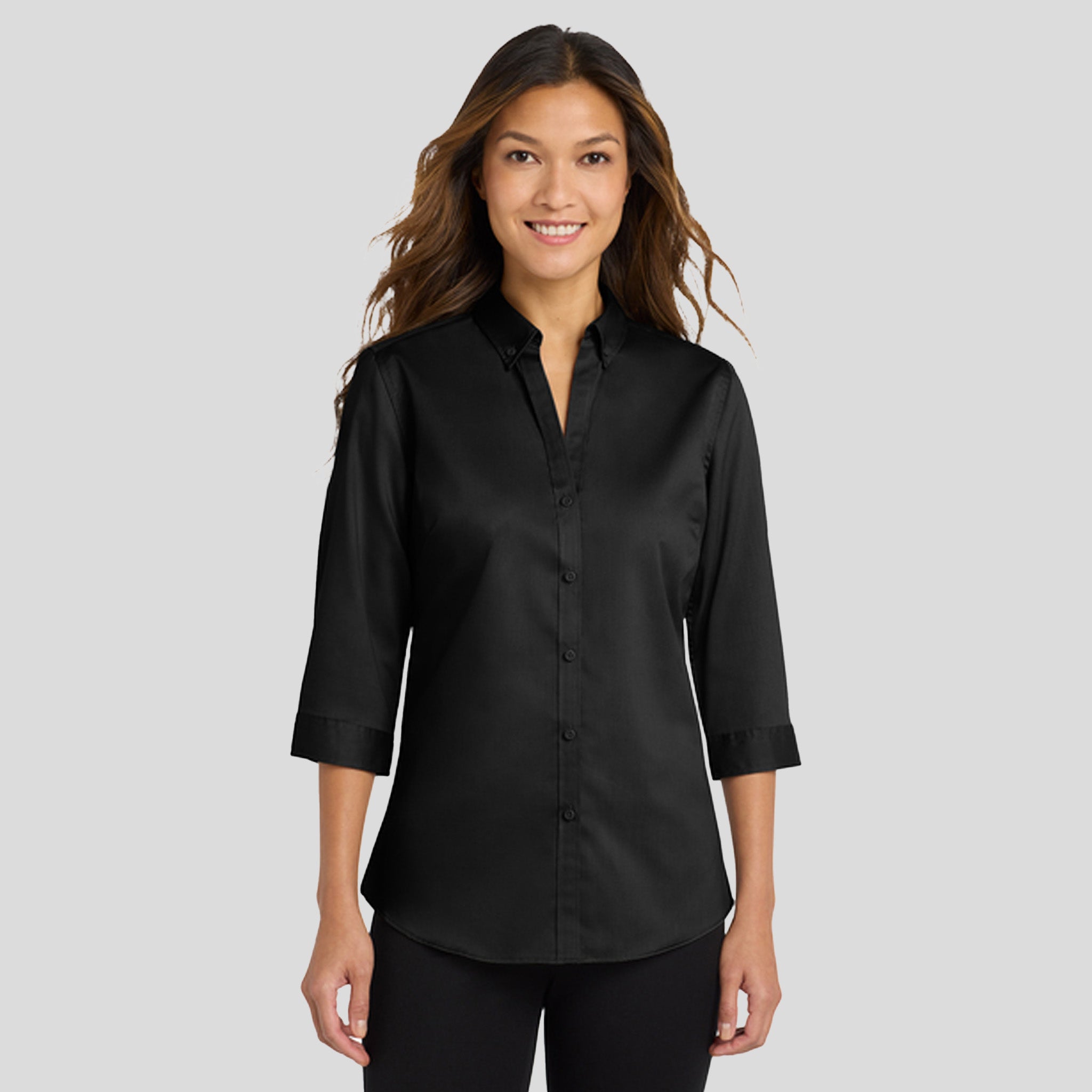 Women's 3/4-Sleeve SuperProโข Twill Shirt | Black