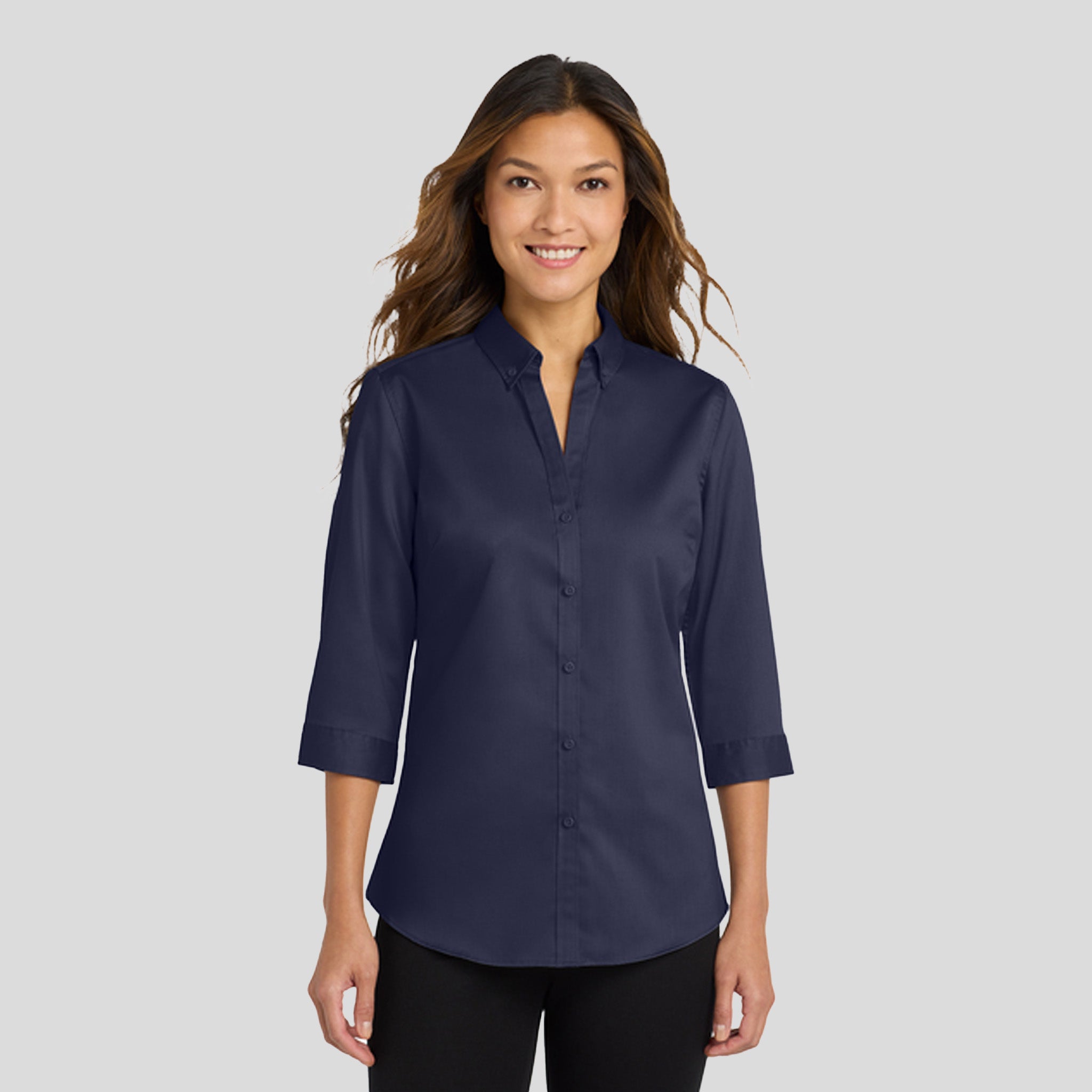 Women's 3/4-Sleeve SuperProโข Twill Shirt | True Navy